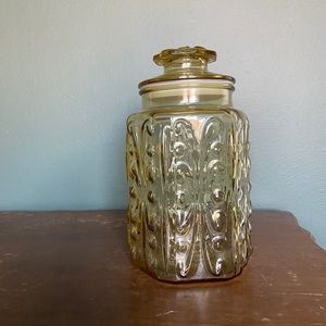 Vintage Amber Glass Container